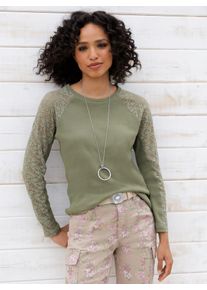 Heine Damen Spitzenshirt "Shirt", grün, Gr. 38, unifarben, 95% Baumwolle, 5% Elasthan, Shirts