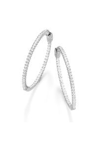Damen Paar Creolen "mit funkelnden Zirkonia Steinen, Silber 925", Silber 925 (Sterlingsilber), weiß, Giorgio Martello MILANO, Silber 925