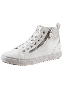 Mustang Shoes Damen Sneaker, Gr. 38, weiß, Lederimitat, Synthetik, animal-print, sportlich, Schuhe, mit bedrucktem Fellimitat-Kragen