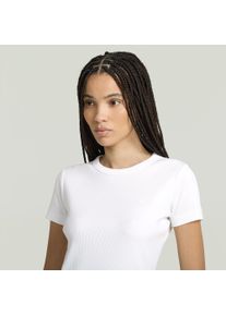 G-Star Raw G-STAR Damen T-Shirt "Rib Cap Sleeve", weiß, casual, Gr. L, unifarben, Rippware, Obermaterial: 94% Baumwolle, 6% Elasthan, Shirts, aus Rippjersey