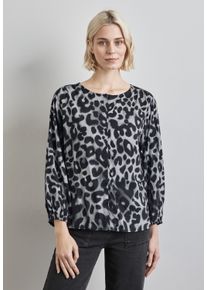 Street One Damen Tunika, grau, casual, Gr. 34, animal-print, Web, 100% Viskose, Tuniken, mit 3/4 Ärmeln