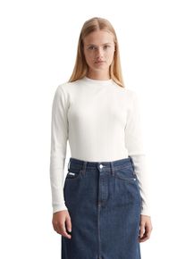 Marc O'Polo Damen Langarmshirt "aus Ripp-Jersey", weiß, Gr. XL, MARC O'POLO DENIM, unifarben, Obermaterial: 95% Baumwolle, 5% Elasthan, Shirts