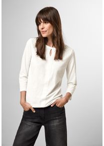 Cecil Damen Langarmshirt, weiß, casual, Gr. XXL, unifarben, Web, 100% Baumwolle, Shirts, mit 3/4 Ärmeln