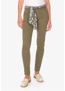 Damen Chinohose "DYLI 5", grün, feminin, Gr. 32, Le Temps Des Cerises, 98% Baumwolle, 2% Elasthan, Hosen, mit paspelierten Gesäßtaschen