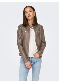 Only Damen Lederimitatjacke "ONLBANDIT FAUX LEATHER BIKER NOOS OTW", braun, modisch, Gr. 34, unifarben, Web, Obermaterial: 100% Viskose, Jacken, in