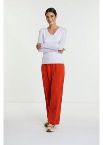 RICHROYAL Damen Langarmshirt, weiß, feminin, Gr. S, Single Jersey, Obermaterial: 67% Lyocell, 33% Baumwolle, Shirts, mit femininen V-Neck
