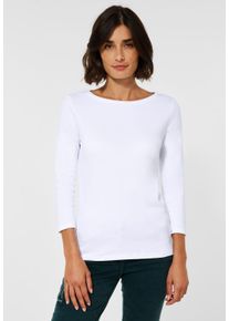 Cecil Damen 3/4-Arm-Shirt, weiß, Basic, Gr. XL, unifarben, Web, 100% Baumwolle, Shirts, mit U-Boot-Ausschnitt
