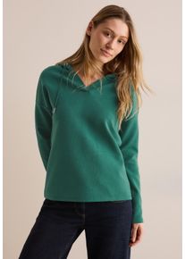 Cecil Damen Langarmshirt, grün, casual, Gr. XL, unifarben, Web, 55% Baumwolle, 42% Polyester, 3% Elasthan, Shirts, mit Kapuze mit Tunnelzugband