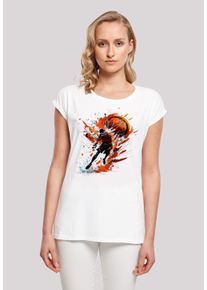 F4NT4STIC Damen T-Shirt "Basketball Splash Orange Sport SHORT SLEEVE", weiß, casual, Gr. XXL, Obermaterial: 100% Baumwolle, Shirts, Print