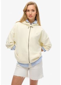 Superdry Damen Kapuzensweatjacke "STUDIOS ZIP HOODIE", weiß, casual, Gr. L, Sweatware, Obermaterial: 80% Baumwolle, 20% Polyester, Sweatjacken