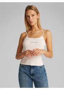 Damen T-Shirt "MONOLOGO STRAPPY TANK TOP", silber, feminin, Gr. XXL, Calvin Klein Jeans, Single Jersey, Obermaterial: 95% Baumwolle, 5% Elasthan,
