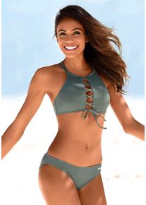 Bench. Damen Bustier-Bikini-Top "Perfect", grün, Gr. 34, unifarben, Microfaser, Polyamid, Bikini-Oberteile, mit raffinierter Schnürung