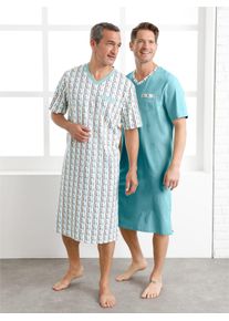 wäschepur WÄSCHEPUR Herren Nachthemd "Nachthemden", Gr. 44, grün, 100% Baumwolle, gemustert, mehrfarbig, bedruckt, Kleider