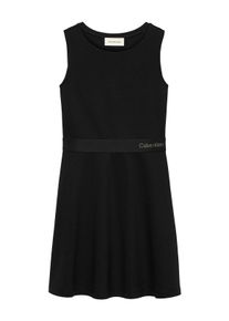 Mädchen Minikleid "FIT FLARE SLEEVELESS PUNTO DRESS", schwarz, casual, Gr. 4, Calvin Klein Jeans, unifarben, Jersey, Obermaterial: 66% Viskose, 30%