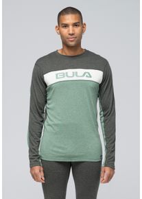 BULA Herren Funktionsshirt, grün, Gr. L, mehrfarbig, 50% Wolle, 50% Viskose, Shirts, im sportlichen Design