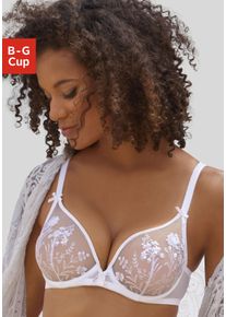 Lascana Damen Bügel-BH "Maria", Gr. 70, weiß, Spitze, Obermaterial: 74% Polyamid, 23% Polyester, 3% Elasthan, feminin, BHs, mit Blumen aus edler