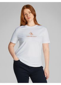 Damen T-Shirt "PLUS SHADOW GRAPHIC REGULAR TEE", weiß, Basic, Gr. XL, Calvin Klein Jeans Plus, bedruckt, Single Jersey, Obermaterial: 100% Baumwolle,