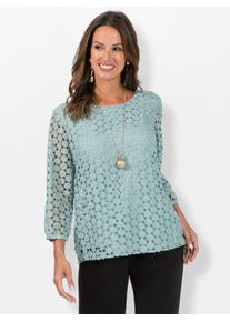 Lady Damen Spitzenshirt "Shirt", grün, Gr. 38, geblümt, gemustert, unifarben, 100% Polyester, Shirts