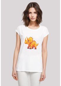 F4NT4STIC Damen T-Shirt "Süßer Triceratops Dinosaurier", weiß, casual, Gr. XL, Obermaterial: 100% Baumwolle, Shirts, Premium Qualität