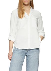 QS Damen Hemdbluse, weiß, casual, Gr. 42, unifarben, Obermaterial: 100% Viskose, Blusen, mit Turn-Up Ärmeln