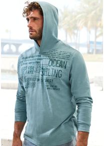 John Devin Herren Kapuzenshirt, grün, casual, Gr. S, bedruckt, Slub, Obermaterial: 100% Baumwolle, Shirts, Langarmshirt bedruckt mit Kapuze aus