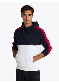 Tommy Hilfiger Herren Hoodie "GLOBAL STRIPE BLOCK HOODIE", weiß, casual, Gr. S, Sweatware, Obermaterial: 100% Baumwolle, Sweatshirts