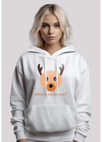 F4NT4STIC Damen Kapuzenpullover "Weihnachten Red Nose", weiß, casual, Gr. XXL, Obermaterial: 65% Baumwolle, 35% Polyester, Pullover, Premium