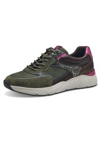 Tamaris Damen Keilsneaker, Gr. 38, grün, Leder, Textil, Lederimitat, sportlich, Schuhe, Halbschuh, Schnürschuh, Freizeitschuh mit Kontrastbesätzen