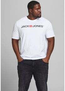 Jack & Jones PlusSize Herren T-Shirt "CORP LOGO TEE", weiß, modisch, Gr. XXXL, JACK & JONES PLUSSIZE, bedruckt, Single Jersey, Obermaterial: 100% Baumwolle, Shirts, bis