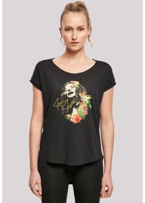 F4NT4STIC Damen T-Shirt "Janis Joplin Blumen'", schwarz, casual, Gr. XS, Obermaterial: 100% Baumwolle, Shirts, Print