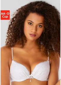 Lascana Damen Push-up-BH, Gr. 70, weiß, Microtouch, Spitze, Obermaterial: 60% Polyamid, 35% Polyester, 5% Elasthan, feminin, BHs, mit einzigartigen