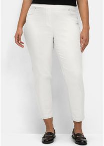 sheego Damen 7/8-Hose, weiß, Gr. 54, unifarben, 69% Baumwolle, 29% Polyester, 2% Elasthan, Hosen