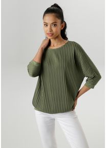 Damen Fledermausshirt, grün, Basic, Gr. 42, Aniston SELECTED, unifarben, Biesen, Jersey, Obermaterial: 93% Polyester, 7% Elasthan, Shirts, mit