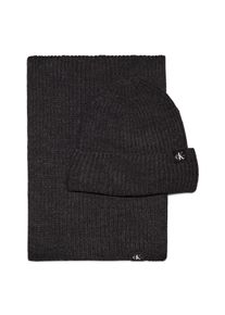 Baby Strickmütze "Monogram Rib Scarf Beanie Set", schwarz, casual, Gr. S, Calvin Klein Jeans, Obermaterial: 100% Polyacryl, Mützen, mit Logopatch