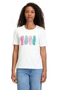 Betty Barclay Damen Kurzarmshirt "Betty Barclay Basic Shirt mit Aufdruck"patch weiß, varicolorot, casual, Gr. 46, Jersey, Obermaterial: 95%