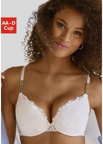 Lascana Damen Push-up-BH "Dalia", Gr. 85, weiß, Microtouch, Spitze, Obermaterial: 55% Polyester, 39% Polyamid, 6% Elasthan, feminin, BHs, mit edlen