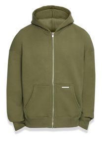 DROPSIZE Herren Sweatjacke "Dropsize Herren Bazix Republiq Super Heavy Rib Zipper", grün, Gr. S, unifarben, 80% Baumwolle, 20% Polyester, Sweatjacken