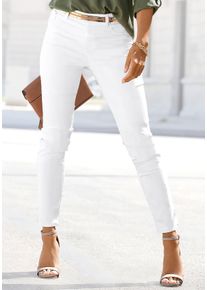 Lascana Damen 7/8-Jeggings, weiß, casual, Gr. 38, unifarben, Denim/Jeans, Obermaterial: 67% Baumwolle, 29% Polyester, 4% Elasthan, Hosen, in