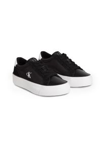 Damen Plateausneaker "VULC FLATFORM MG NYLON MIX", Calvin Klein Jeans, Gr. 38, schwarz-weiß, Textil, unifarben mit Farbeinsatz, sportlich, Schuhe,