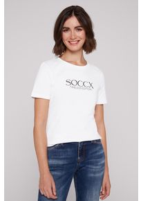 SOCCX Damen Rundhalsshirt, weiß, casual, Gr. XL, bedruckt, Material: 100% Baumwolle, Shirts, aus Baumwolle