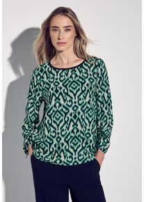 Street One Damen Hemdbluse, grün, casual, Gr. 42, bedruckt, Stoff, 100% Viskose, Blusen, mit 3/4 Ärmeln