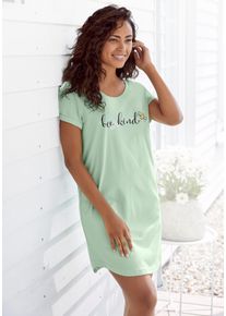 Vivance Dreams Damen Nachthemd, Gr. 32, grün, Single Jersey, Obermaterial: 100% Baumwolle, bedruckt, Basic, Kleider, mit Gänseblümchen-Druck