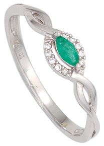 Jobo Damen Fingerring, 50, P1 = bei 10-facher Vergrößerung erkennbare Einschlüsse, Weißgold 375-Diamanten, weiß, Weißgold 375, Diamanten,
