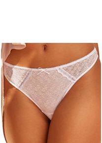 Vivance Damen String, Gr. 40, weiß, Microfaser, Obermaterial: 80% Polyamid, 20% Elasthan, Unterhosen, aus dezent transparenter Spitze