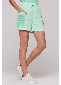 SOCCX Damen Shorts, grün, casual, Gr. XS, unifarben, Material Oberstoff: 100% Leinen, Material Einsatz: 95% Baumwolle, 5% Elasthan, Hosen, mit