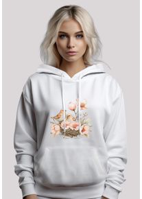 F4NT4STIC Damen Kapuzenpullover "Vogelnest Blumen", weiß, casual, Gr. L, Obermaterial: 65% Baumwolle, 35% Polyester, Pullover, Premium Qualität