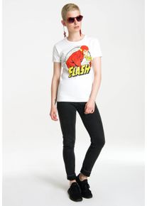 logoshirt Damen T-Shirt "Flash", weiß, casual, Gr. L, bedruckt, 100% Baumwolle, Shirts, mit lizenziertem Originaldesign