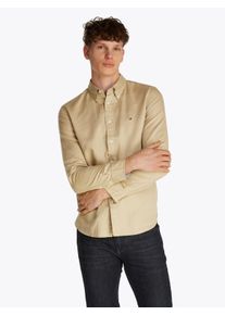 Tommy Hilfiger Herren Langarmhemd "LINEN BLEND SOLID RF SHIRT", grün, casual, Gr. S, unifarben, Web, Obermaterial: 52% Baumwolle, 48% Leinen, Hemden,