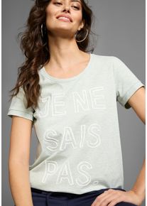 Laura Scott Damen T-Shirt, grau, Basic, Gr. 32, meliert, Single Jersey, Obermaterial: 48% Polyester, 47% Baumwolle, 5% Elasthan, Shirts, mit