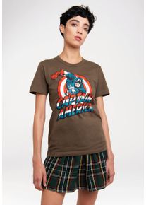 logoshirt Damen T-Shirt "Marvel – Captain America", grün, casual, Gr. XXL, bedruckt, 100% Baumwolle, Shirts, mit trendigem Superhelden-Print